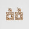 Square Dangle Earrings with Multi Stone Crystal Embellishments for women - fashion jewelry by Palazzo Couture