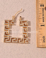 Square Greek Key Hoop Earrings