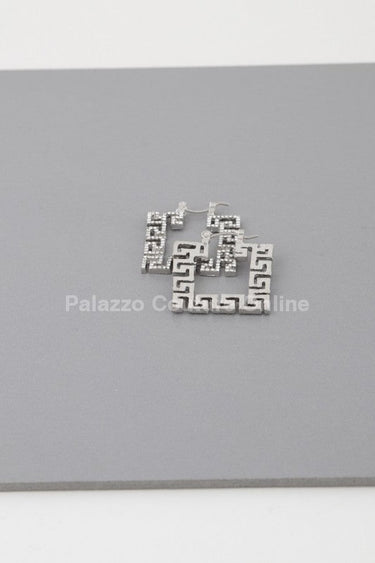 Square Greek Key Hoop Earrings