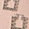 Square Greek Key Hoop Earrings One Size / Silver