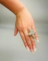 Starburst Crystal Ring (Gold) - women's statement jewelry