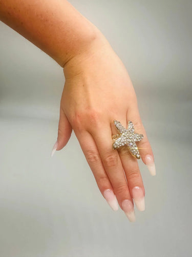 Starburst Crystal Ring (Gold) - women's statement jewelry
