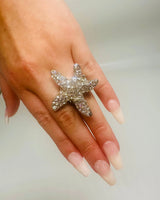 Starburst Crystal Ring (Silver) - women's statement jewelry