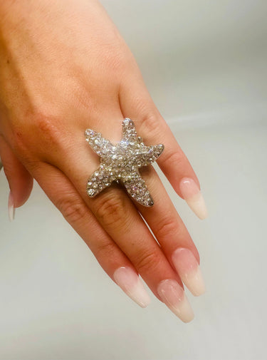 Starburst Crystal Ring (Silver) - women's statement jewelry