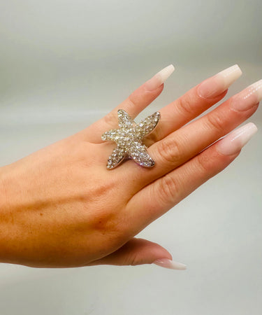 Starburst Crystal Ring (Silver) - stylish accessory for every outfit