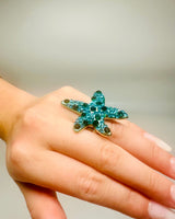 Starburst Crystal Ring (Turquoise) - Palazzo Couture Online