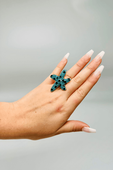 Starburst Crystal Ring (Turquoise) - Palazzo Couture Online