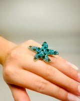 Starburst Crystal Ring (Turquoise) - women's statement jewelry