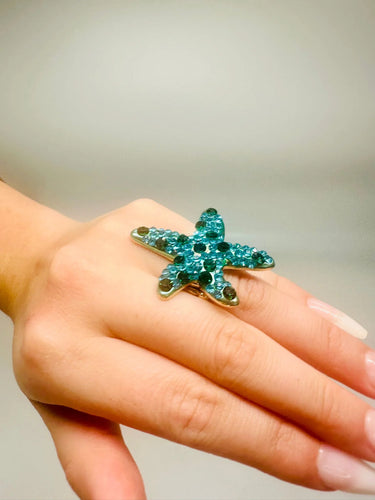 Starburst Crystal Ring (Turquoise) - women's statement jewelry