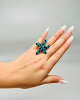 Starburst Crystal Ring (Turquoise) for women - fashion jewelry by Palazzo Couture