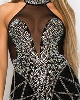 Stardust Elegance Rhinestone Romper - Palazzo Couture Online