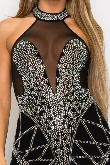 Stardust Elegance Rhinestone Romper - summer romper for women