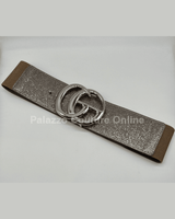 Stardust Plain Buckle, Elastic Belt (Lead) - Palazzo Couture Online
