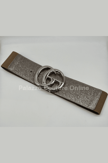 Stardust Plain Buckle, Elastic Belt (Lead) - Palazzo Couture Online