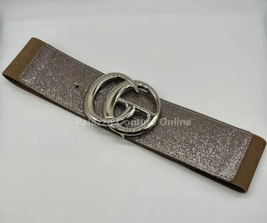 Stardust Plain Buckle, Elastic Belt (Lead) - women's statement waist belt accessory