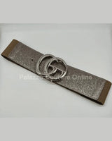 Stardust Plain Buckle, Elastic Belt (Lead) for women - fashion belt by Palazzo Couture