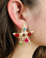 Starfish Gemstone Earrings – Colorful Starfish Design with Gem Accents