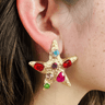 Starfish Gemstone Earrings – Colorful Starfish Design with Gem Accents