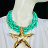 Starfish Seashell Statement Necklace (turquoise) for women - fashion jewelry by Palazzo Couture