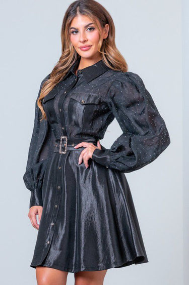 Starlight Elegance Rhinestone Mini Dress - Black - Palazzo Couture Online