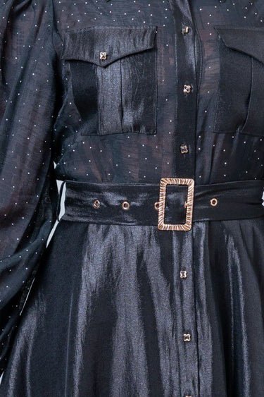 Starlight Elegance Rhinestone Mini Dress - Black - Palazzo Couture Online