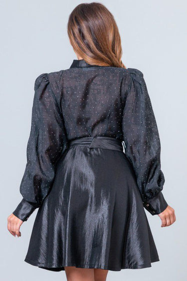 Starlight Elegance Rhinestone Mini Dress - Black - Palazzo Couture Online