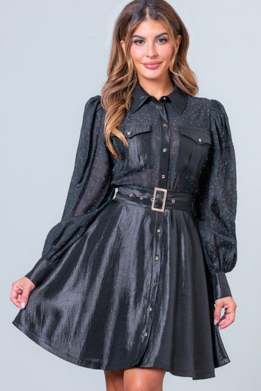 Starlight Elegance Rhinestone Mini Dress - Black - Palazzo Couture Online