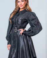 Women's Black mini dress elegant style back view