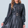 Starlight Elegance Rhinestone Mini Dress in Black front view showing mini dress silhouette