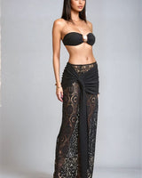 Starlit Crochet Luxe 2 - Piece Set - Black - Palazzo Couture Online