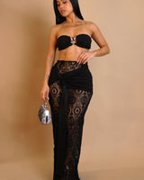 Starlit Crochet Luxe 2 - Piece Set - Black - Palazzo Couture Online