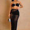 Starlit Crochet Luxe 2-Piece Set- Black front view showing complete two piece skirt set