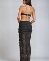 Elegant Black crochet two piece skirt set styled for going out