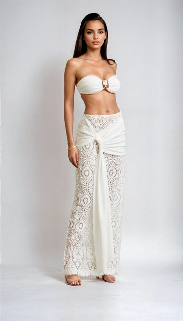 Starlit Crochet Luxe 2 - Piece Set - White - Palazzo Couture Online