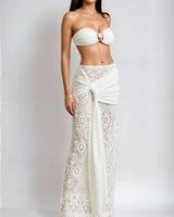 Women's White skirt set crochet style back view