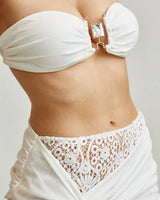 Starlit Crochet Luxe 2-Piece Set- White side view showing skirt silhouette and fit