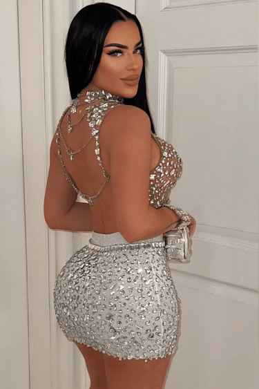 Starry Night Skirt and Top Set - Silver - Palazzo Couture Online