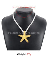 Statement Metal Starfish Rope Chain Necklace (Silver) - chic women's accessory