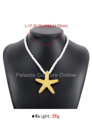 Statement Metal Starfish Rope Chain Necklace (Silver) - chic women's accessory
