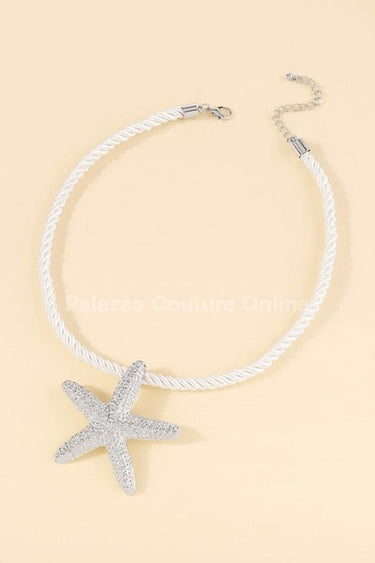 Statement Metal Starfish Rope Chain Necklace (Silver) - trendy women's jewelry