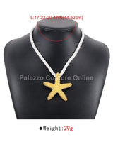 Statement Metal Starfish Rope Chain Necklace (Gold) - Palazzo Couture Online