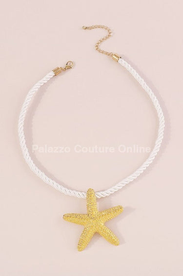 Statement Metal Starfish Rope Chain Necklace (Gold) - Palazzo Couture Online