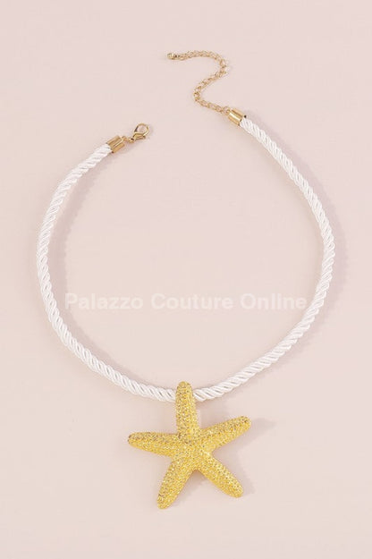 Statement Metal Starfish Rope Chain Necklace (Gold) Necklaces