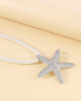 Statement Metal Starfish Rope Chain Necklace (Silver) - Palazzo Couture Online