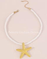 Statement Metal Starfish Rope Chain Necklace (Gold) - elegant piece by Palazzo Couture