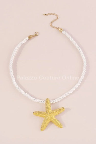 Statement Metal Starfish Rope Chain Necklace (Gold) - elegant piece by Palazzo Couture