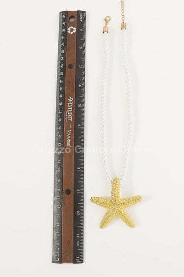 Statement Metal Starfish Rope Chain Necklace (Silver) - bold fashion jewelry for women