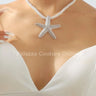Statement Metal Starfish Rope Chain Necklace (Silver) for women - fashion jewelry by Palazzo Couture