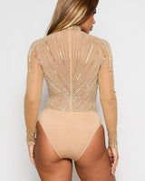 Stellar Dazzle Mesh Bodysuit (Nude) - Palazzo Couture Online