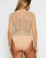 Women's Nude bodysuit mesh style back view